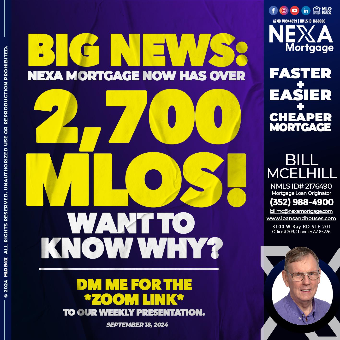 BIG NEWS - William McElhill -Mortgage Loan Originator